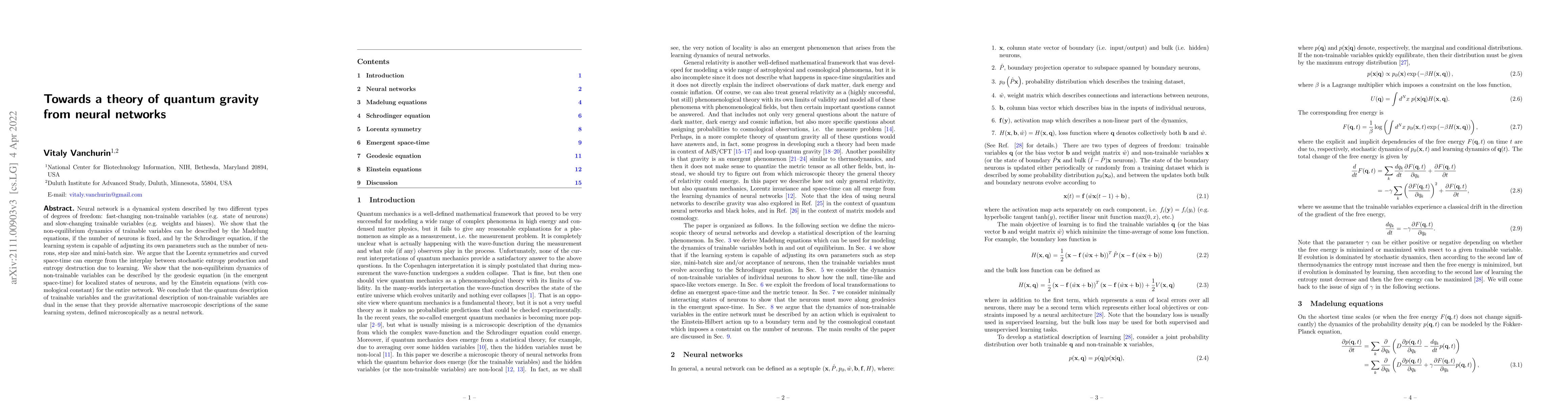 Thumbnail for Towards a theory of quantum gravity from neural networks