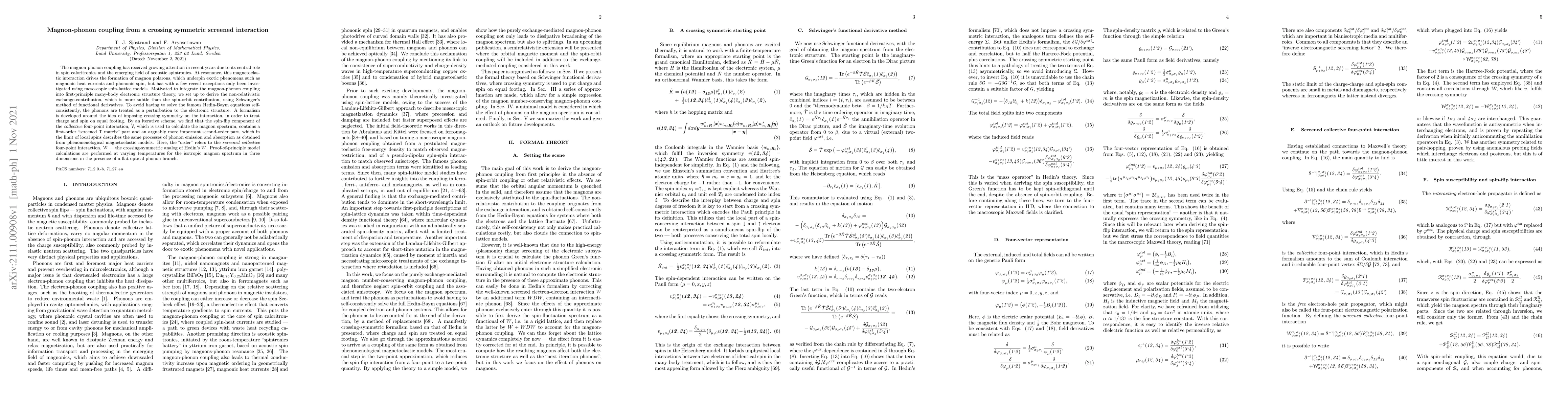 Thumbnail for Magnon-phonon coupling from a crossing symmetric screened interaction