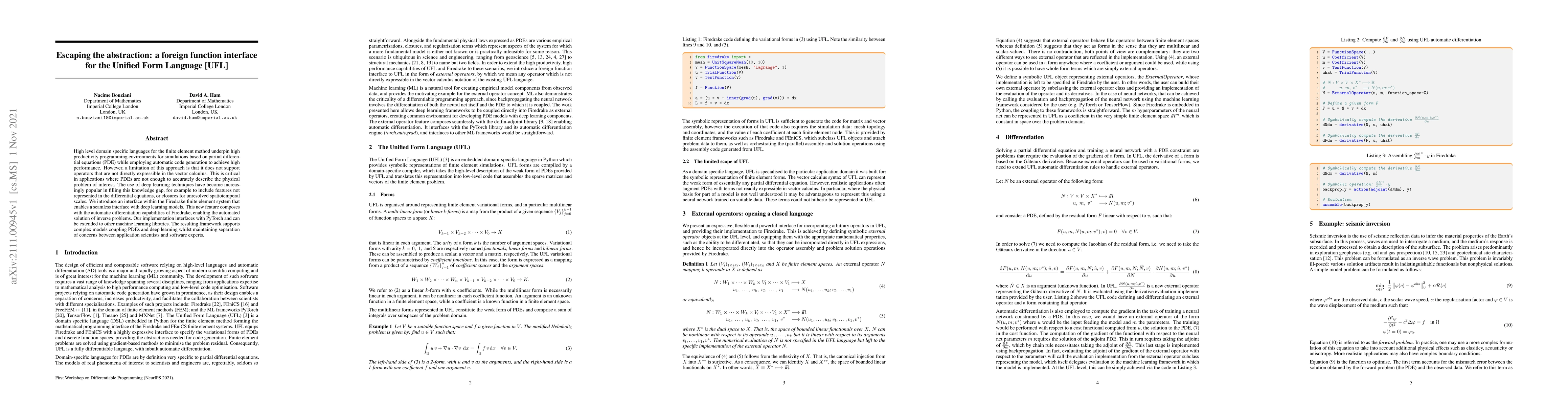 Thumbnail for Escaping the abstraction: a foreign function interface for the Unified
  Form Language [UFL]