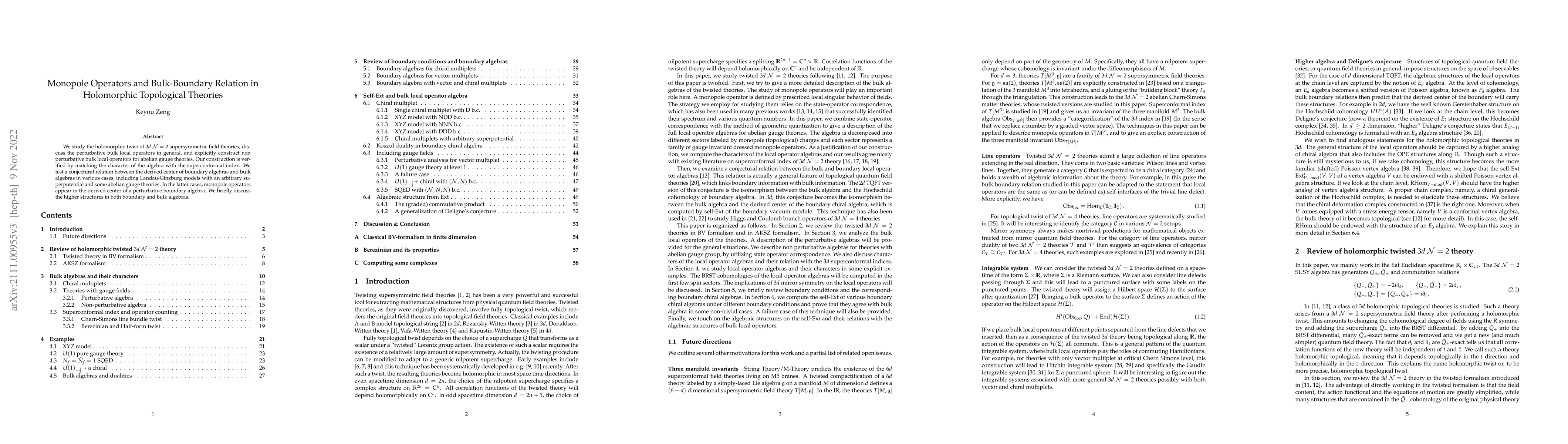 Thumbnail for Monopole Operators and Bulk-Boundary Relation in Holomorphic Topological
  Theories