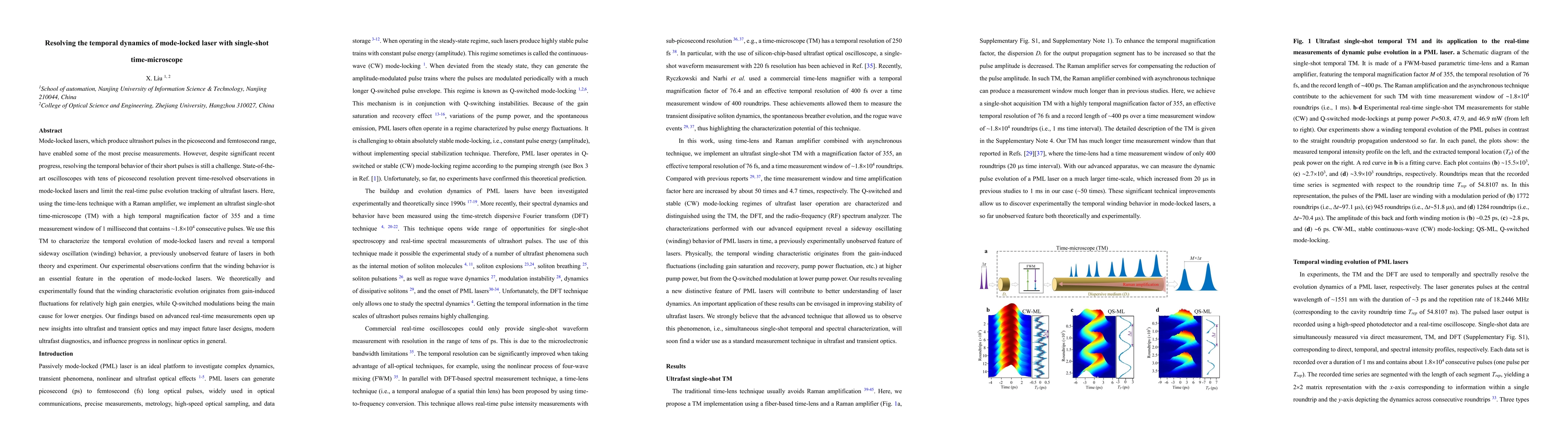 Thumbnail for Resolving the temporal dynamics of mode-locked laser with single-shot
  time-microscope