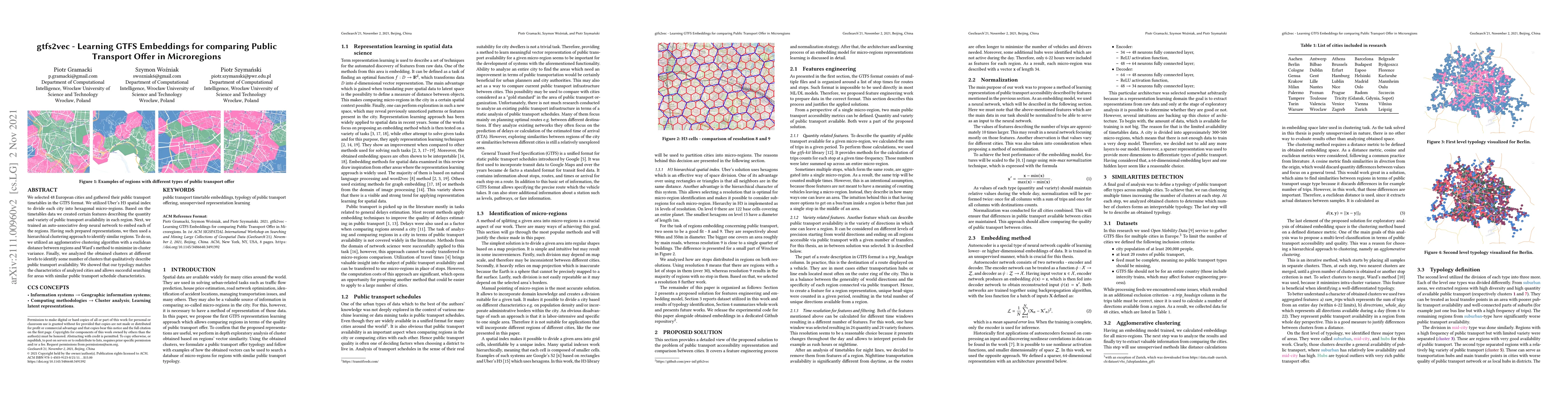Thumbnail for gtfs2vec -- Learning GTFS Embeddings for comparing Public Transport
  Offer in Microregions