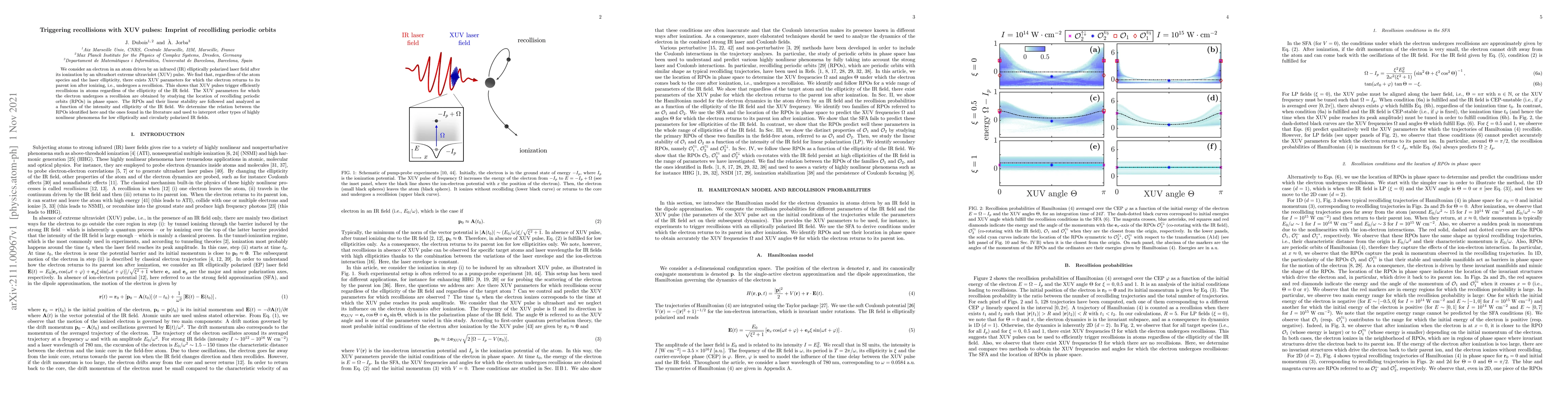 Thumbnail for Triggering recollisions with XUV pulses: Imprint of recolliding periodic
  orbits