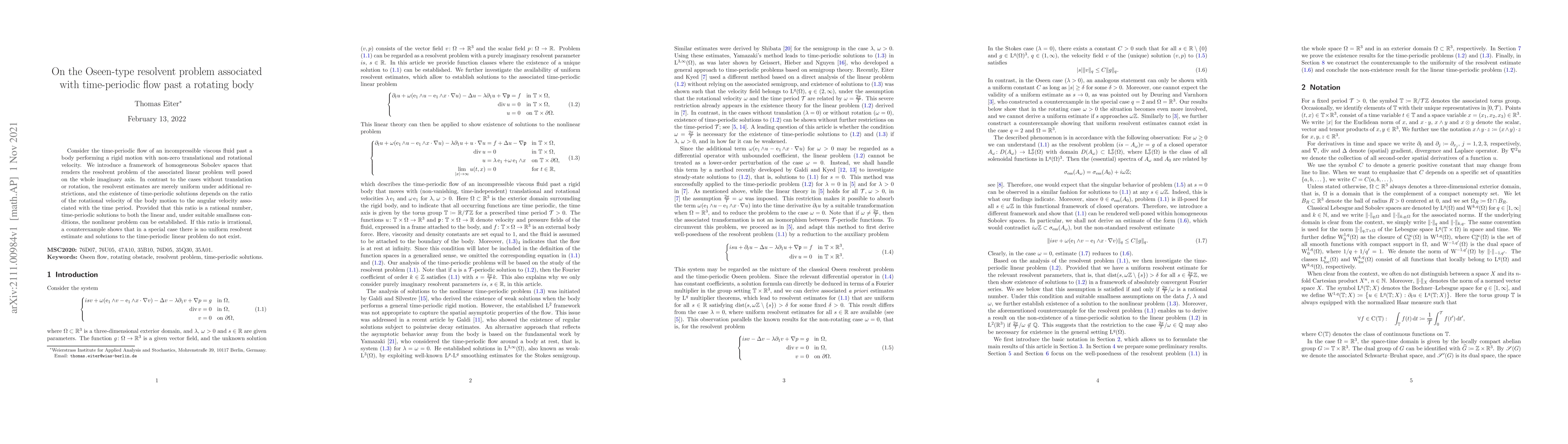 Thumbnail for On the Oseen-type resolvent problem associated with time-periodic flow
  past a rotating body