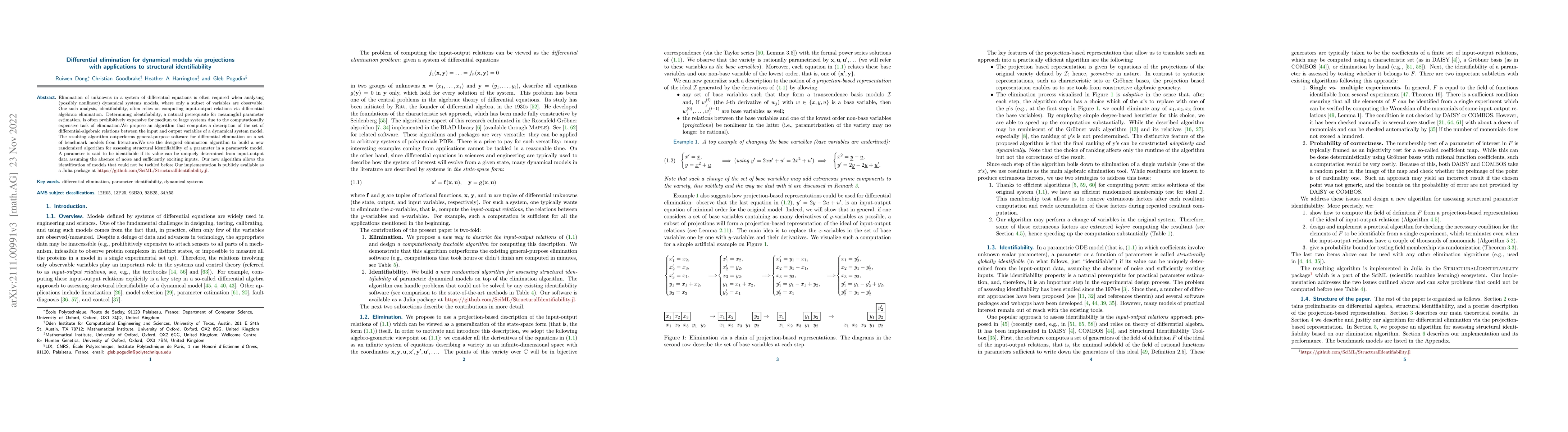 Thumbnail for Differential elimination for dynamical models via projections with
  applications to structural identifiability