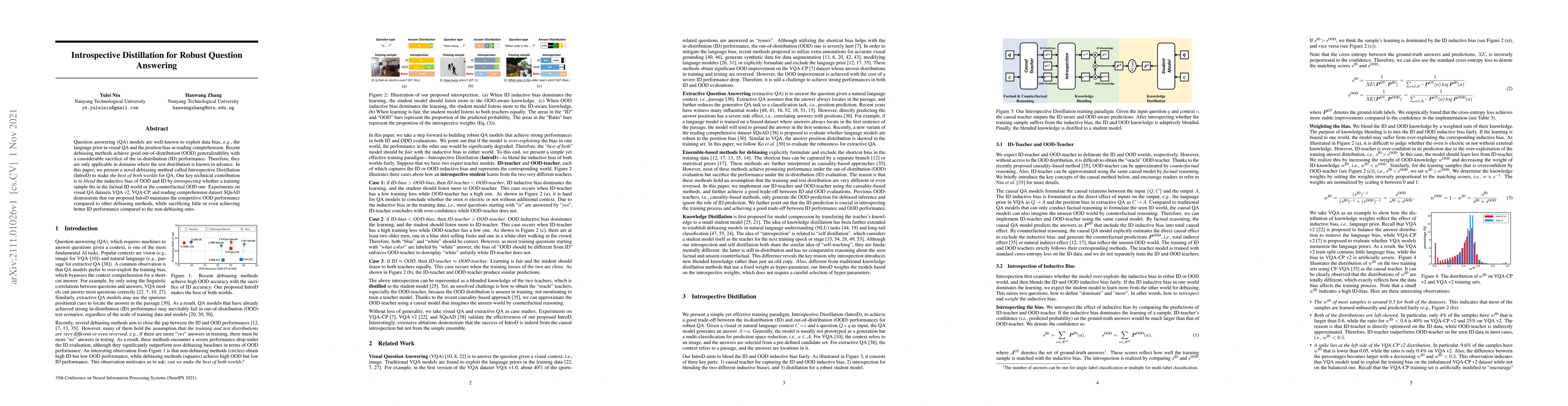 Thumbnail for Introspective Distillation for Robust Question Answering