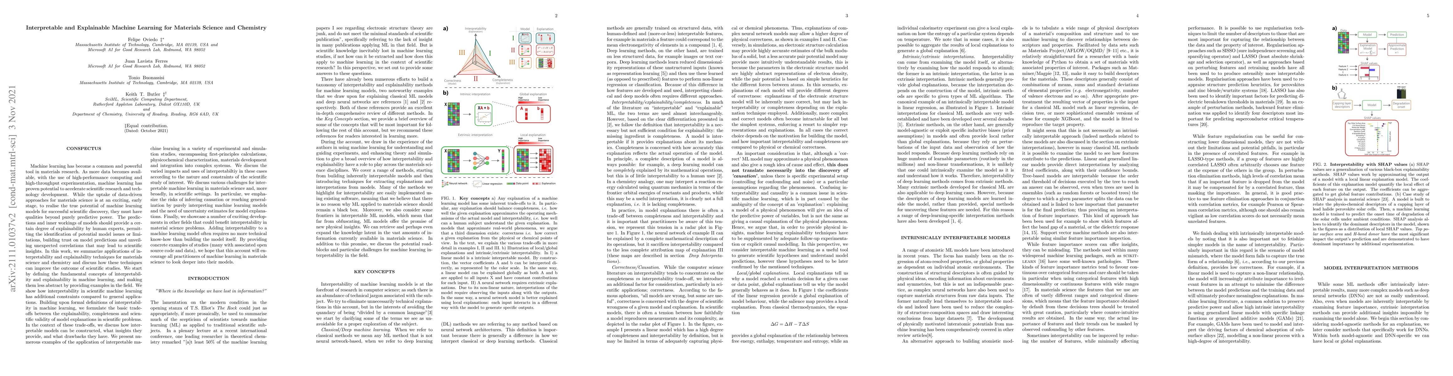 Thumbnail for Interpretable and Explainable Machine Learning for Materials Science and
  Chemistry