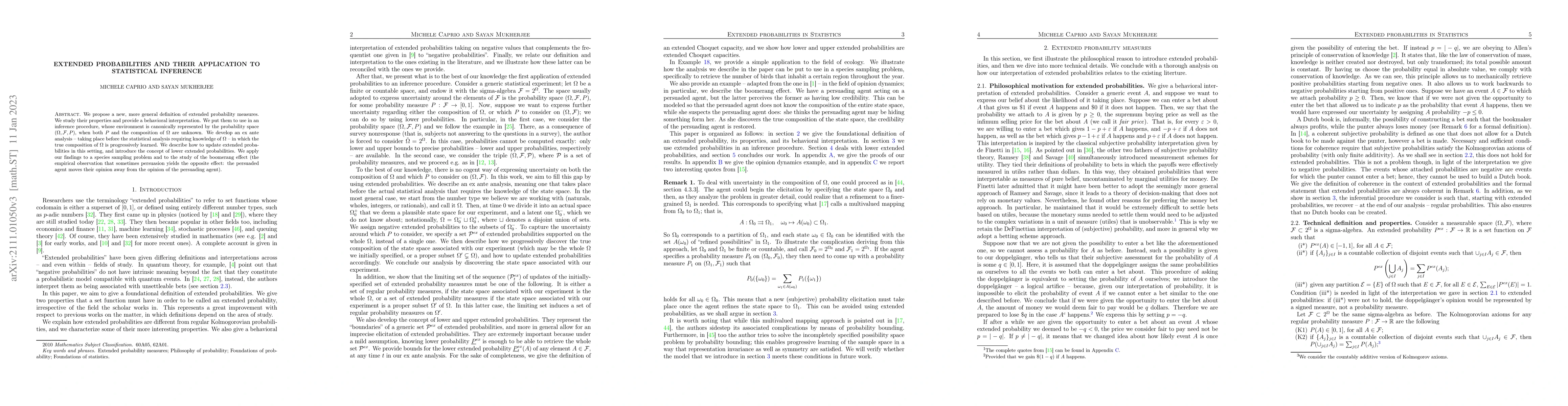 Thumbnail for Extended probabilities and their application to statistical inference