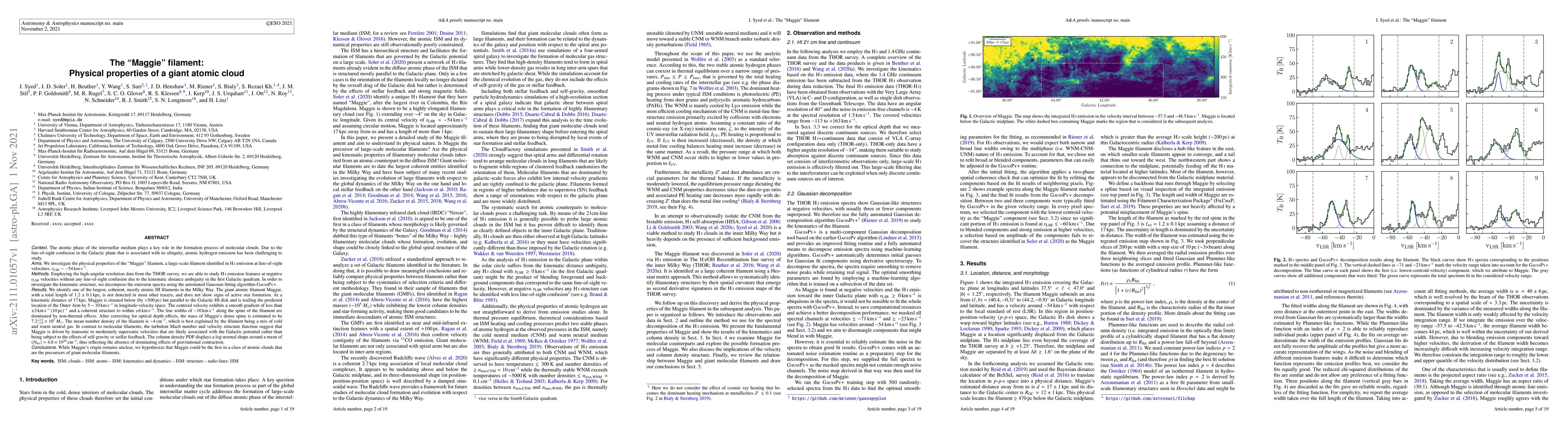 Thumbnail for The "Maggie" filament: Physical properties of a giant atomic cloud