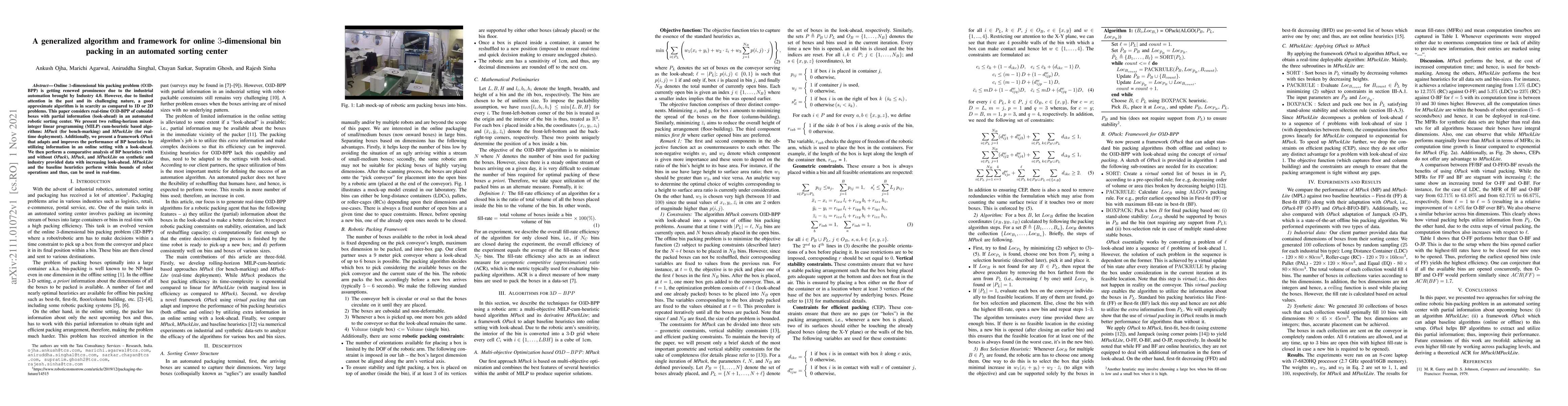 Thumbnail for A generalized algorithm and framework for online 3-dimensional bin
  packing in an automated sorting center