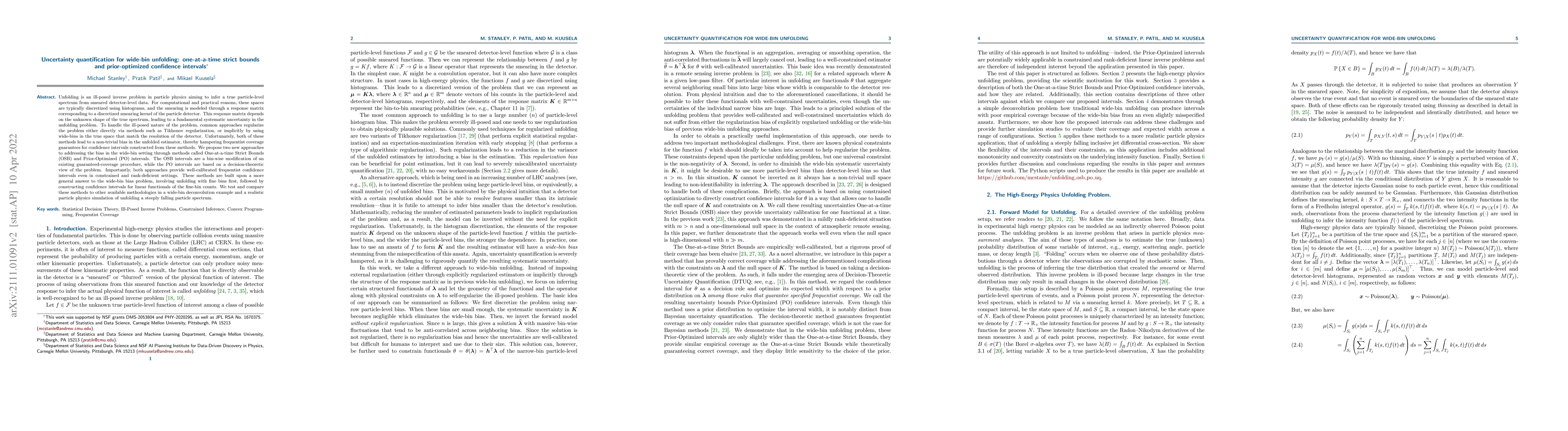 Thumbnail for Uncertainty quantification for wide-bin unfolding: one-at-a-time strict
  bounds and prior-optimized confidence intervals