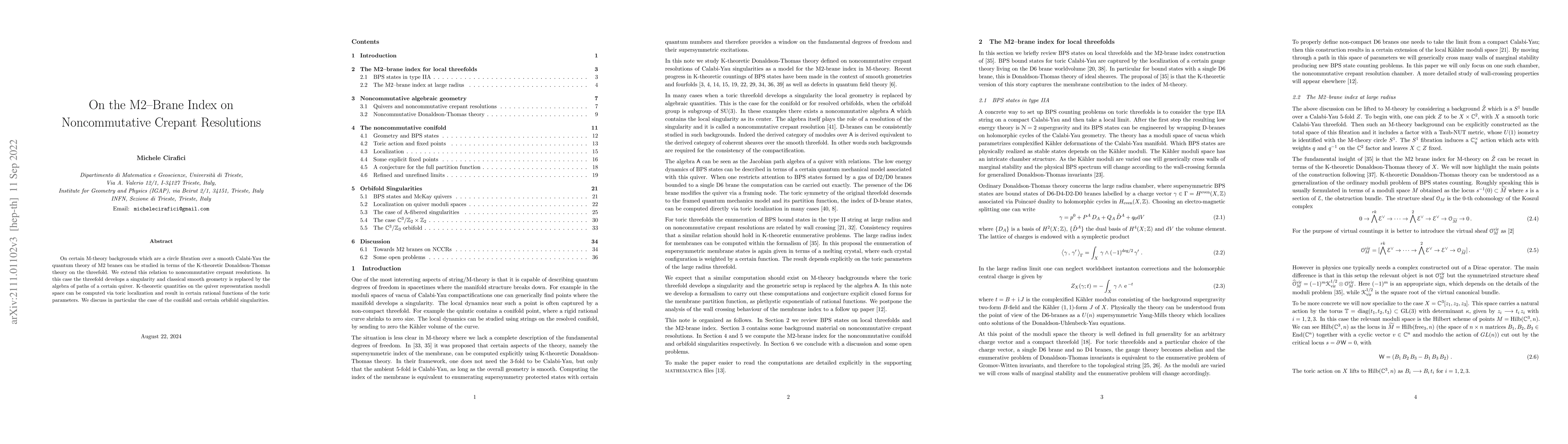 Thumbnail for On the M2-Brane Index on Noncommutative Crepant Resolutions