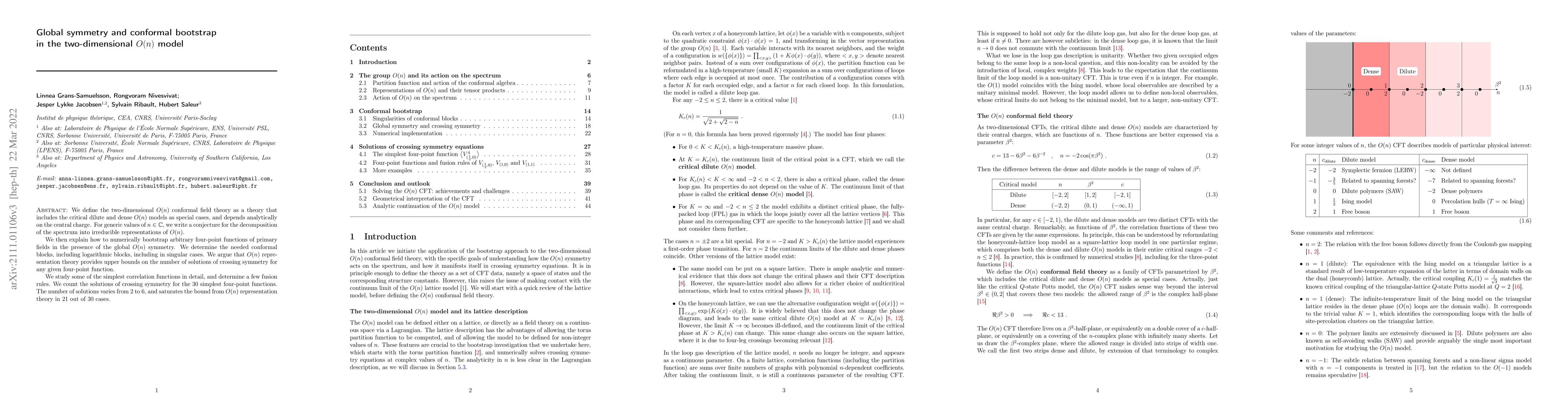 Thumbnail for Global symmetry and conformal bootstrap in the two-dimensional $O(n)$
  model