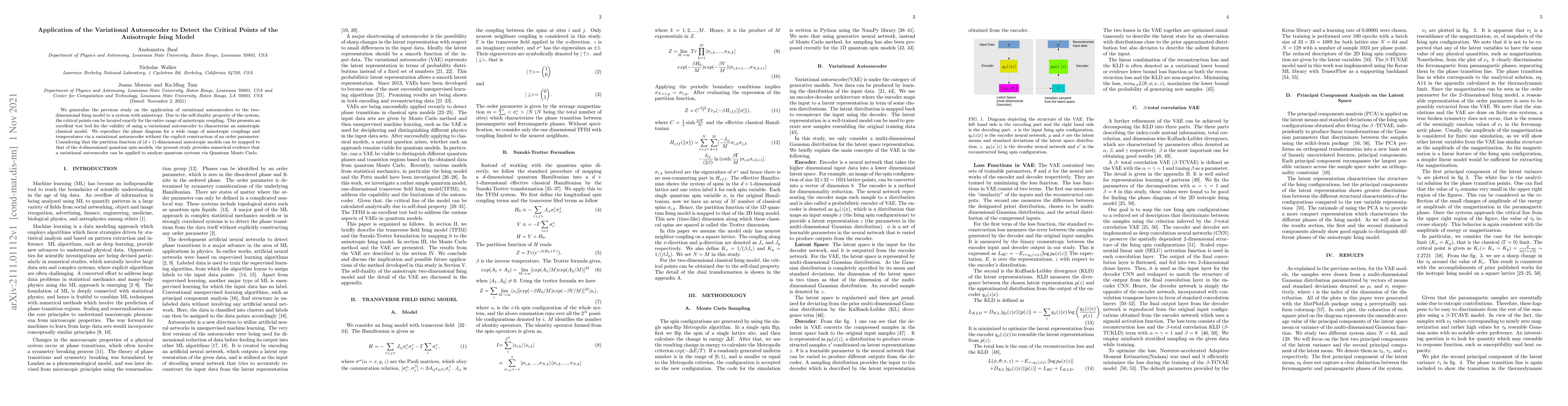 Thumbnail for Application of the Variational Autoencoder to Detect the Critical Points
  of the Anisotropic Ising Model