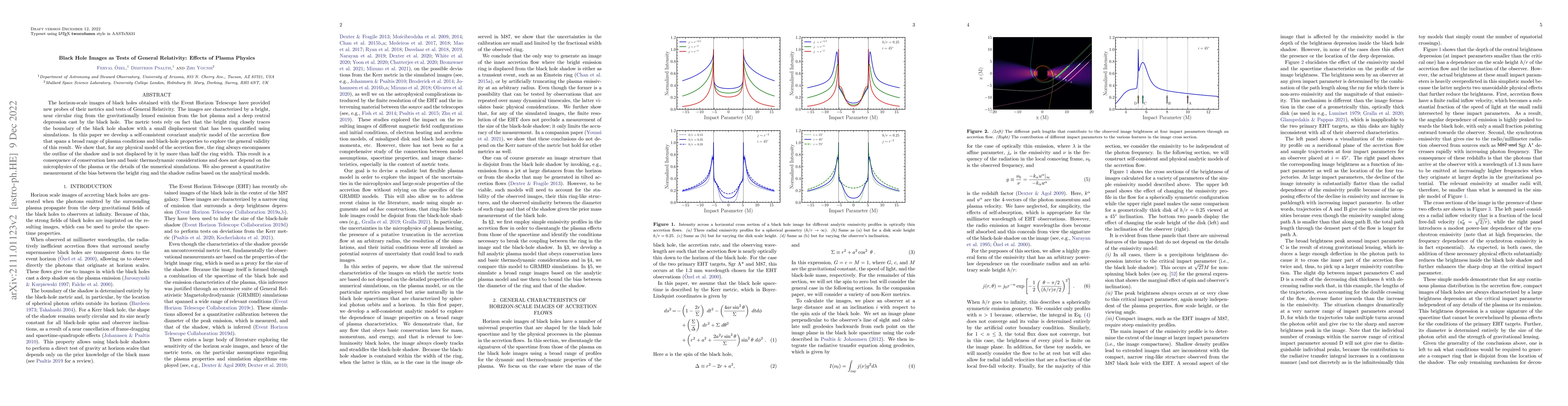 Thumbnail for Black Hole Images as Tests of General Relativity: Effects of Plasma
  Physics