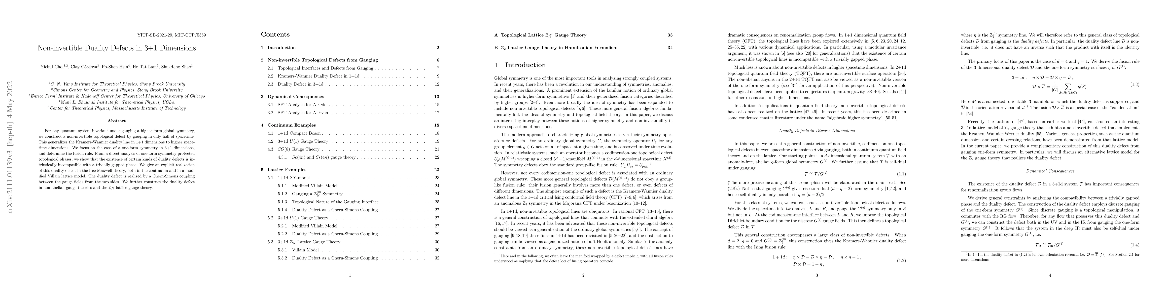 Thumbnail for Non-Invertible Duality Defects in 3+1 Dimensions