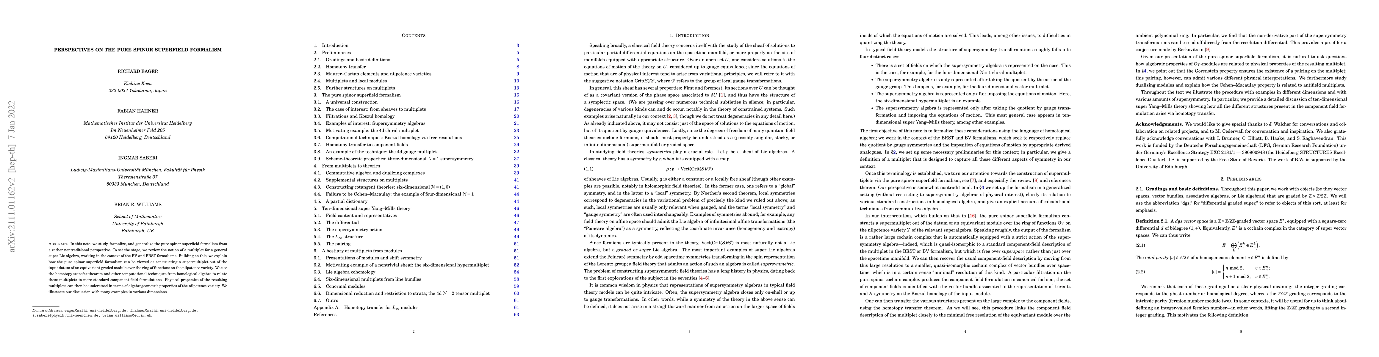 Thumbnail for Perspectives on the pure spinor superfield formalism