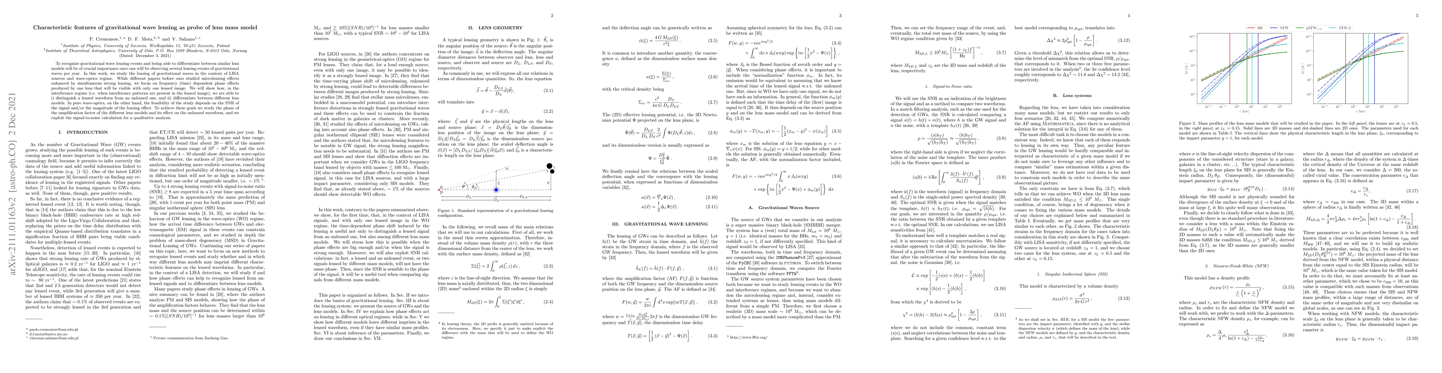 Thumbnail for Characteristic features of gravitational wave lensing as probe of lens
  mass model