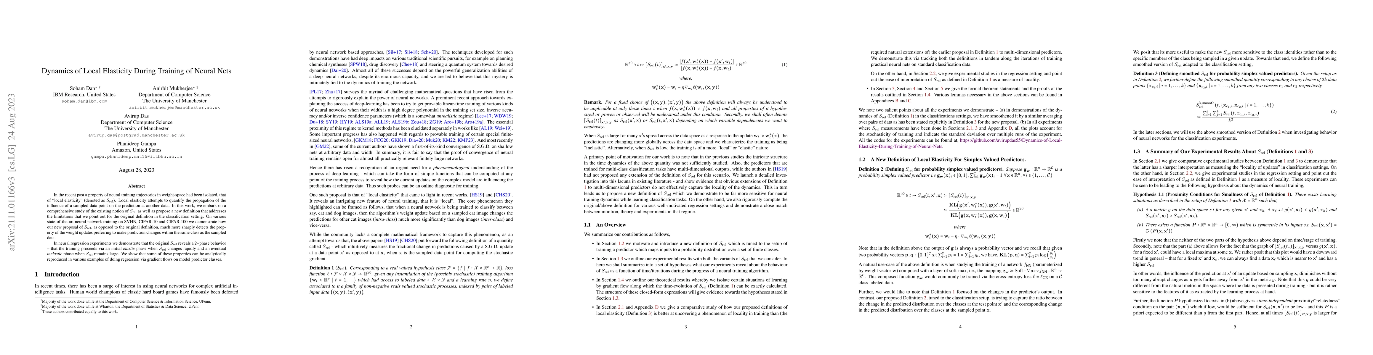 Thumbnail for Dynamics of Local Elasticity During Training of Neural Nets