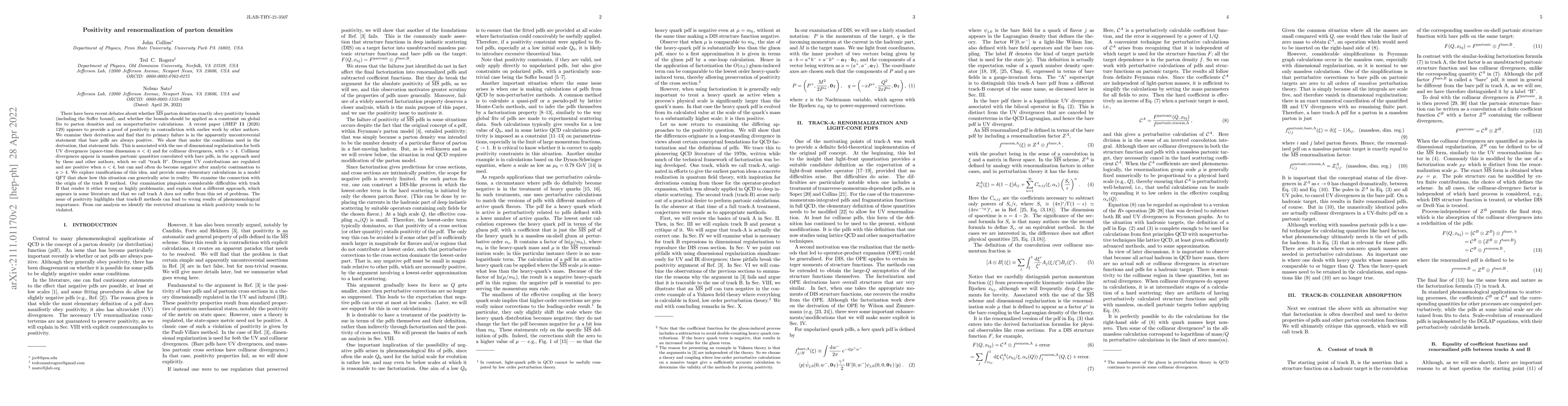 Thumbnail for Positivity and renormalization of parton densities