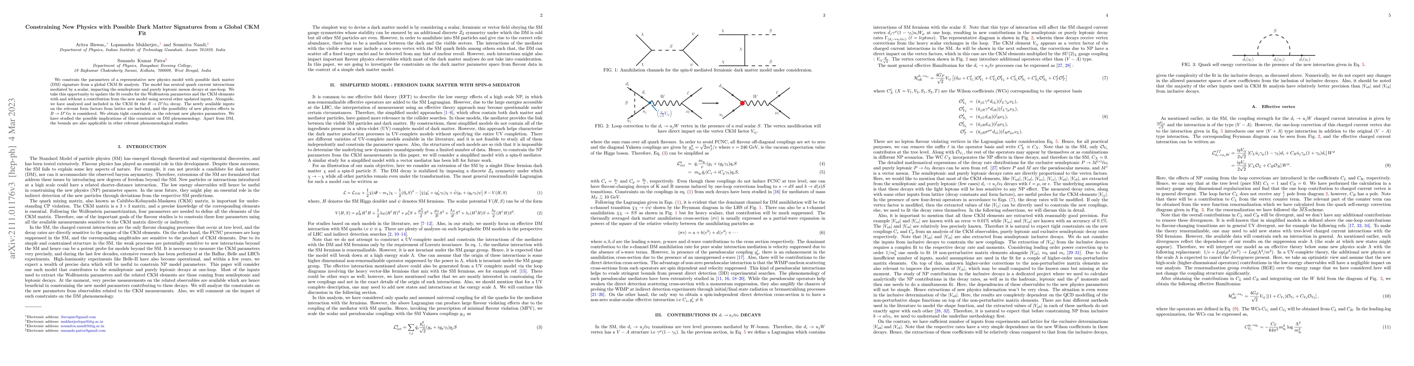 Thumbnail for Constraining New Physics with Possible Dark Matter Signatures from a
  Global CKM Fit