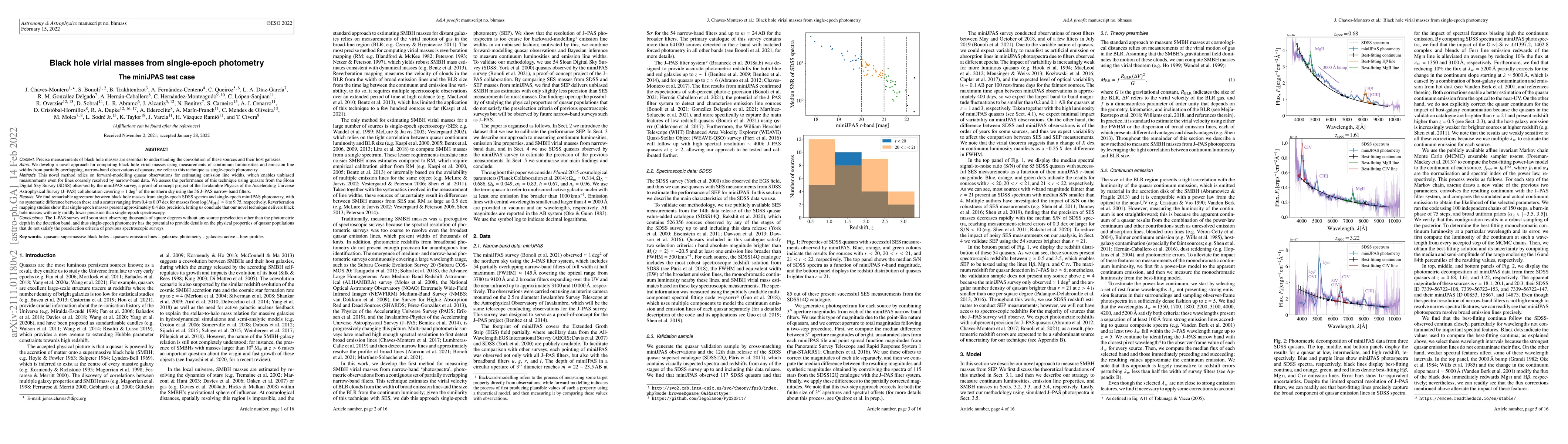 Thumbnail for Black hole virial masses from single-epoch photometry: the miniJPAS test
  case