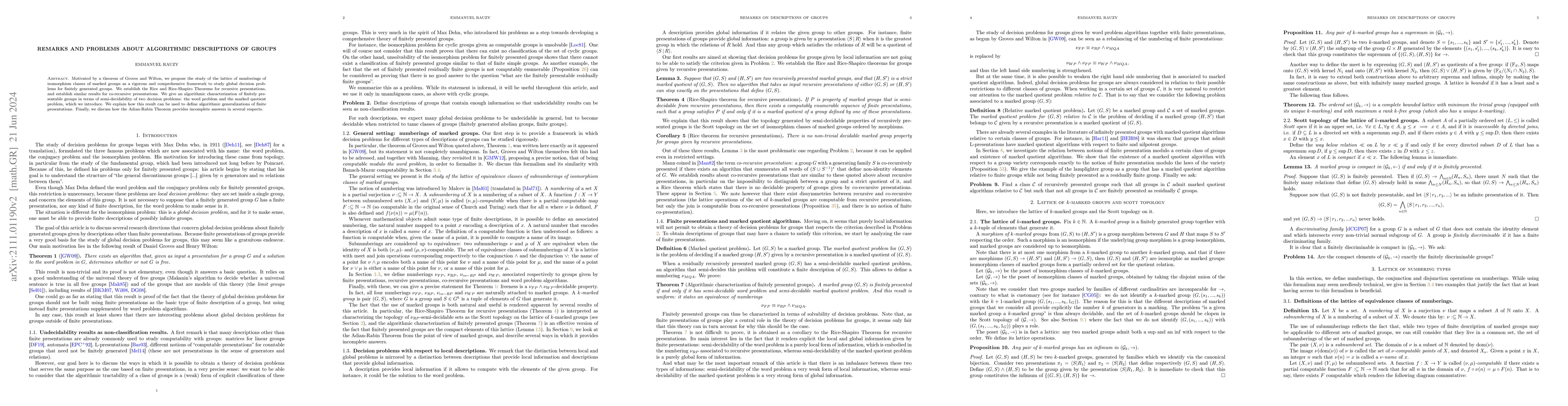 Thumbnail for Remarks and problems about algorithmic descriptions of groups