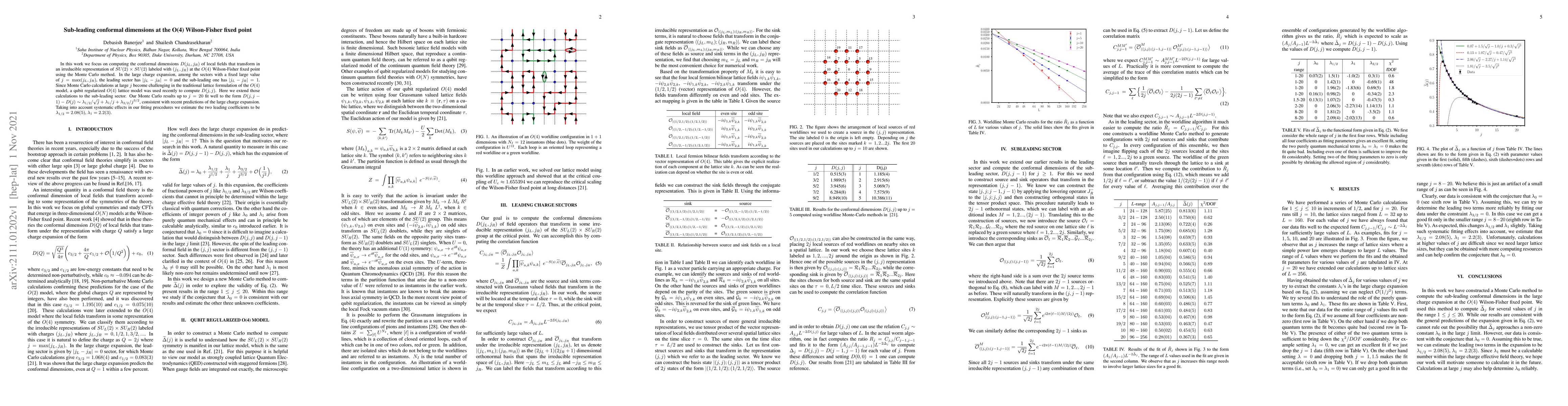 Thumbnail for Sub-leading conformal dimensions at the O(4) Wilson-Fisher fixed point