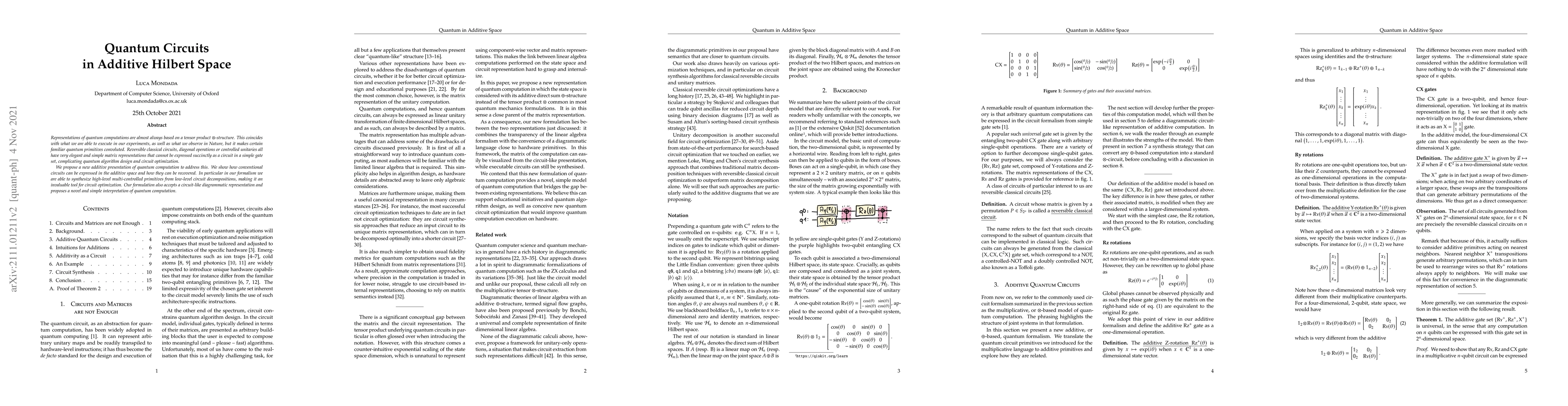 Thumbnail for Quantum Circuits in Additive Hilbert Space