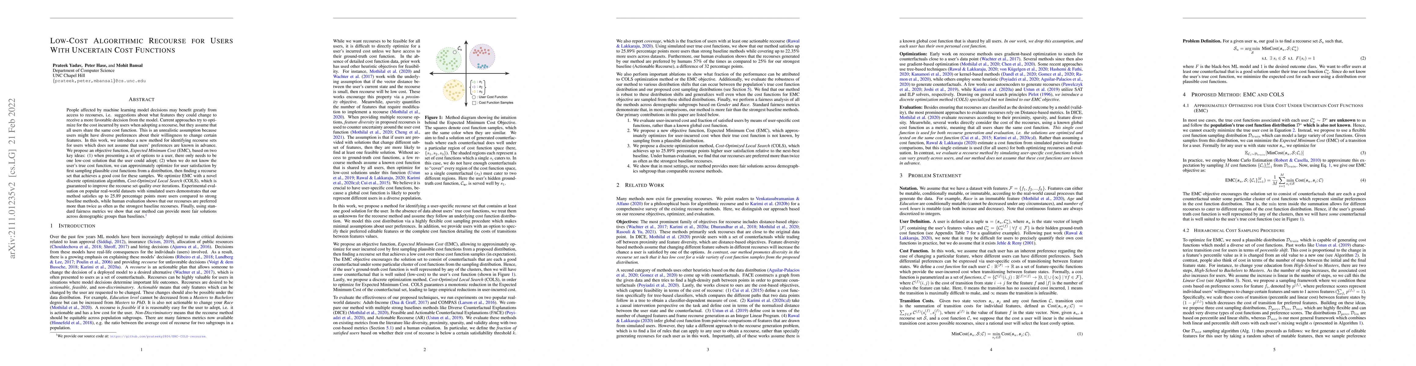 Thumbnail for Low-Cost Algorithmic Recourse for Users With Uncertain Cost Functions