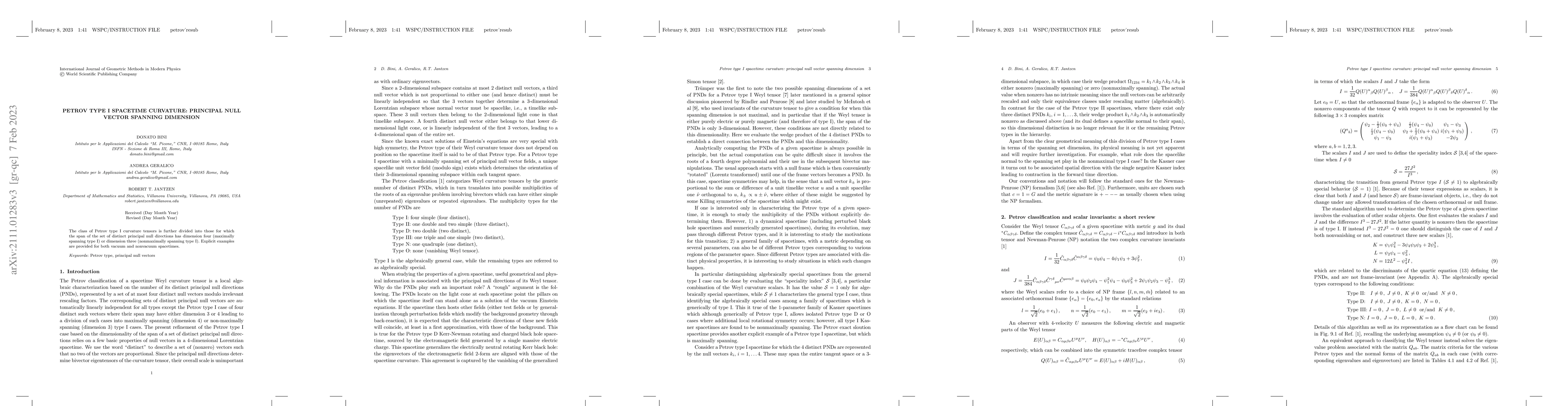 Thumbnail for Petrov type I spacetime curvature: principal null vector spanning
  dimension