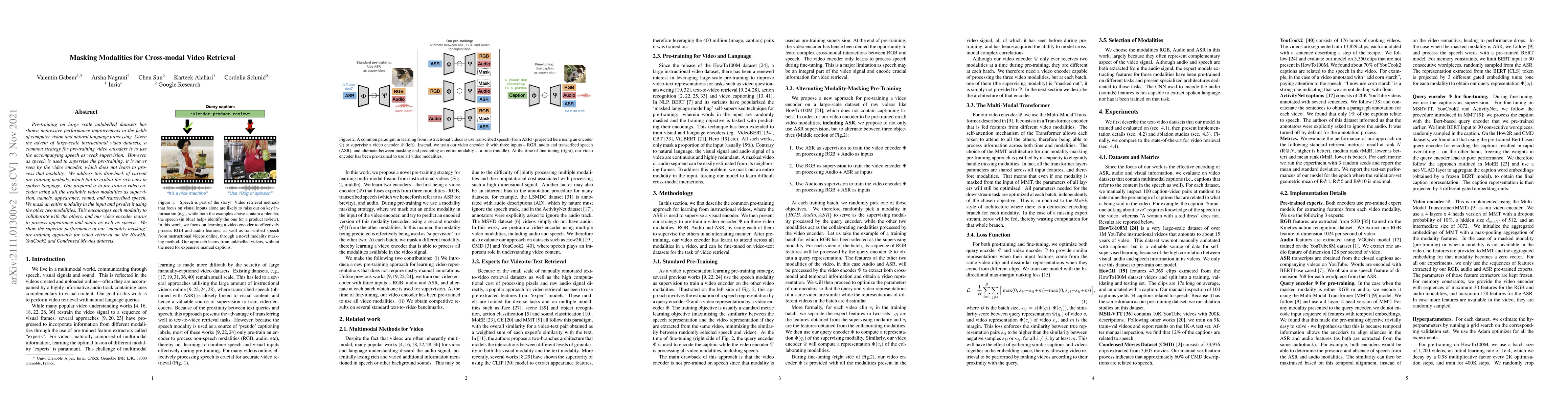 Thumbnail for Masking Modalities for Cross-modal Video Retrieval