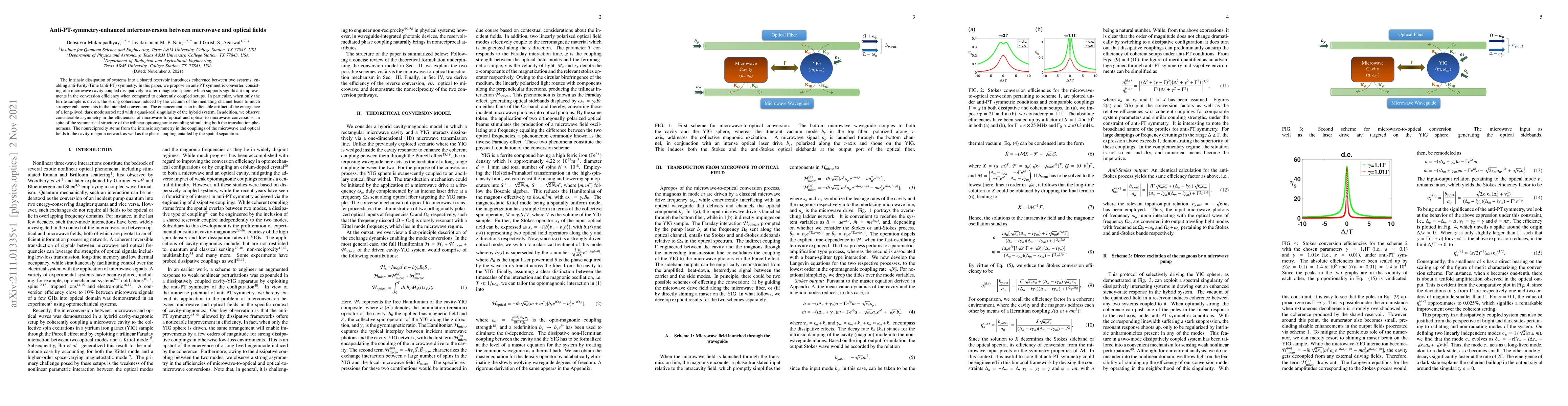 Thumbnail for Anti-PT-symmetry-enhanced interconversion between microwave and optical
  fields