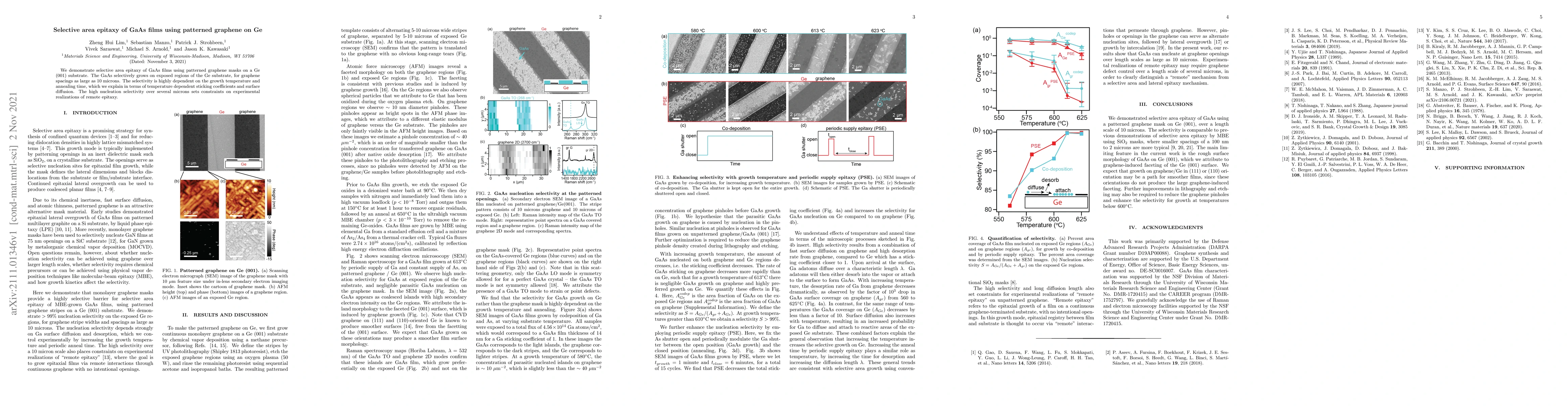 Thumbnail for Selective area epitaxy of GaAs films using patterned graphene on Ge