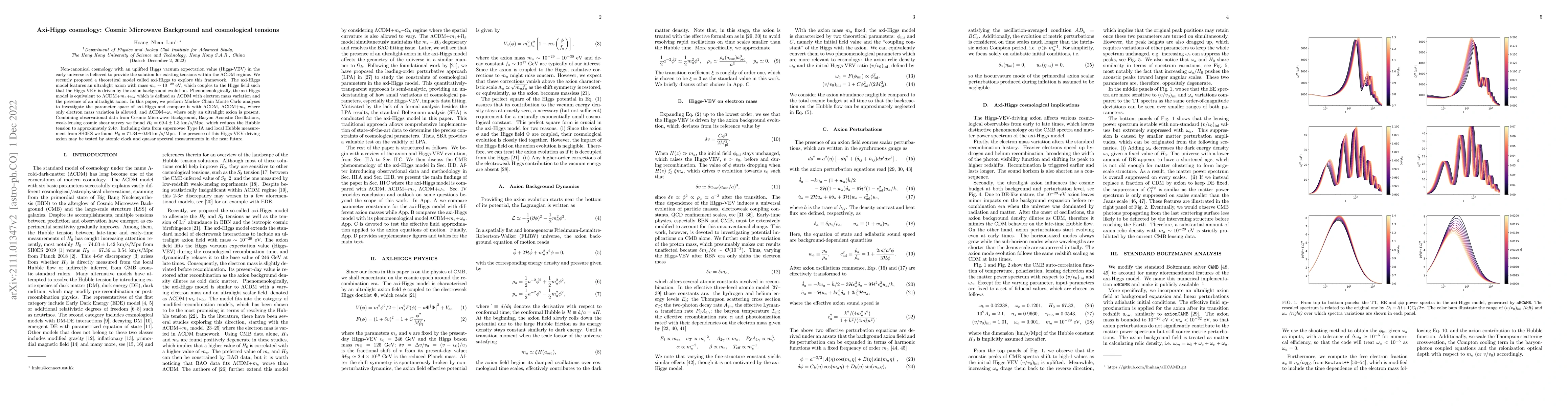 Thumbnail for Axi-Higgs cosmology: Cosmic Microwave Background and cosmological
  tensions