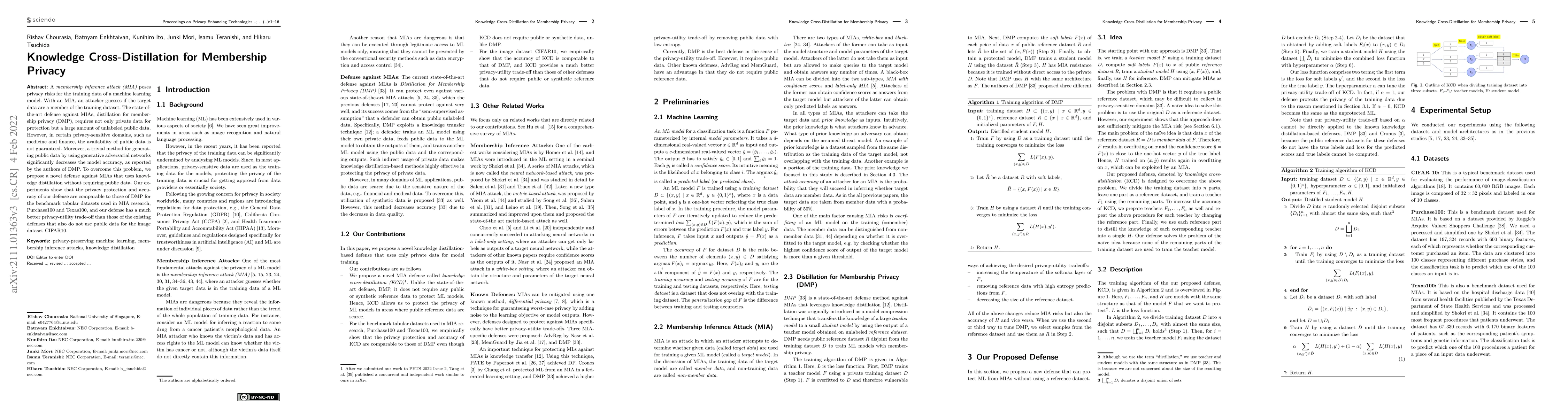 Thumbnail for Knowledge Cross-Distillation for Membership Privacy