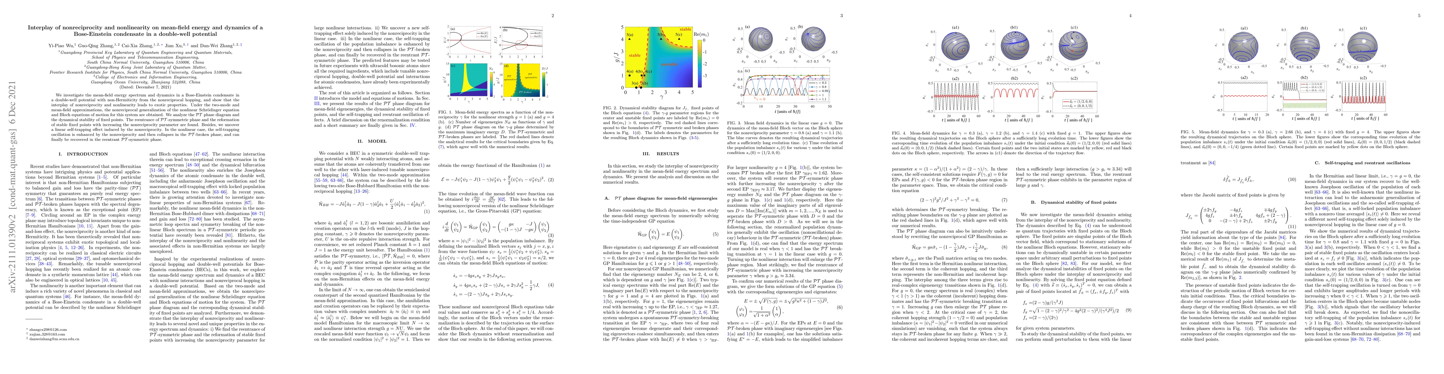 Thumbnail for Interplay of nonreciprocity and nonlinearity on mean-field energy and
  dynamics of a Bose-Einstein condensate in a double-well potential