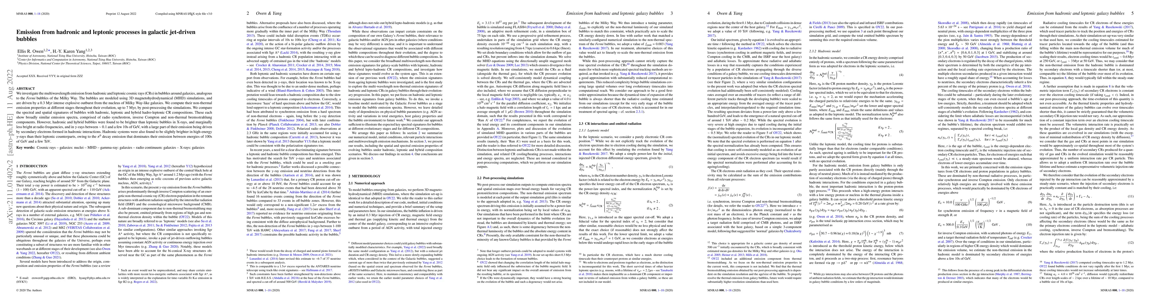 Thumbnail for Emission from hadronic and leptonic processes in galactic jet-driven
  bubbles