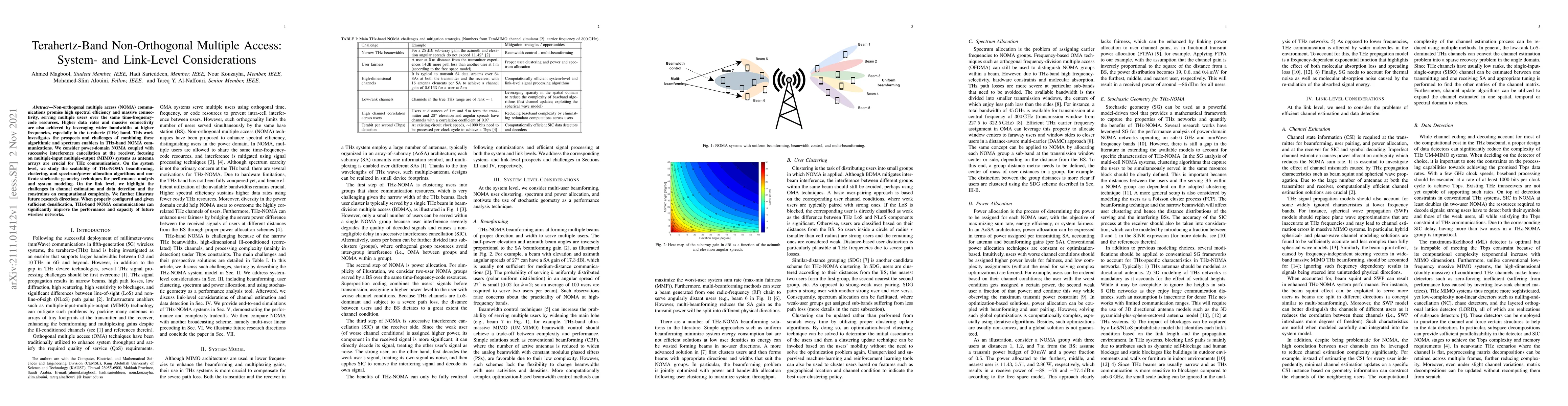 Thumbnail for Terahertz-Band Non-Orthogonal Multiple Access: System- and Link-Level
  Considerations