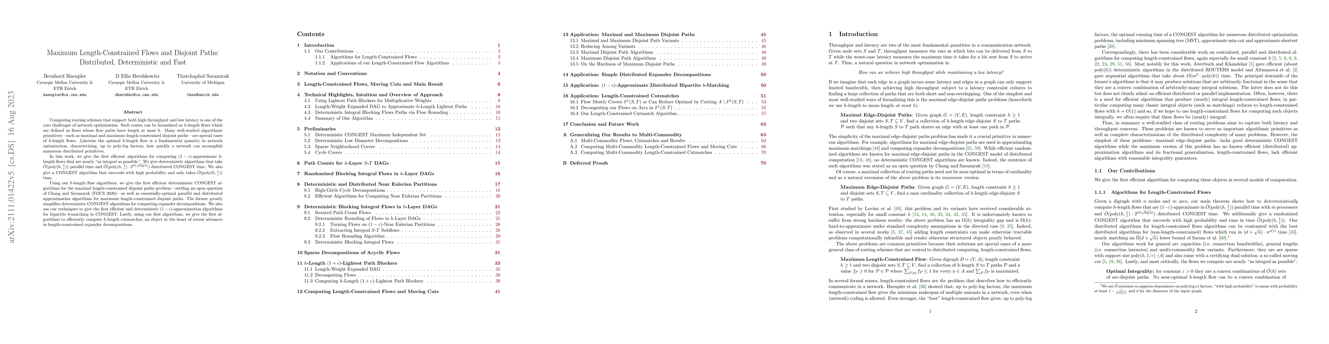 Thumbnail for Maximum Length-Constrained Flows and Disjoint Paths: Distributed,
  Deterministic and Fast