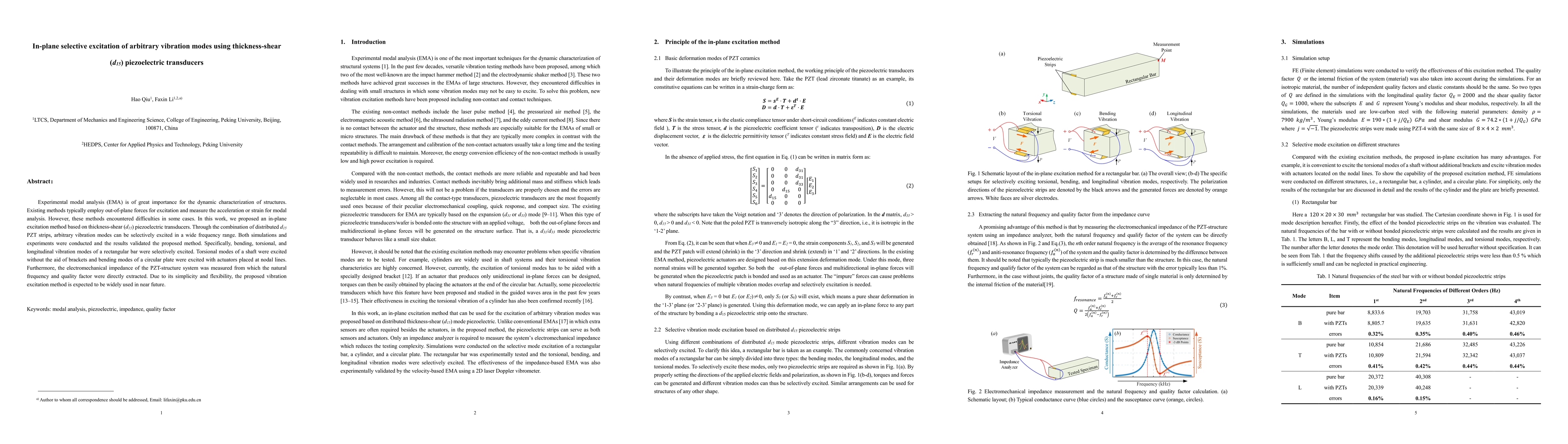 Thumbnail for In-plane selective excitation of arbitrary vibration modes using
  thickness-shear (d15) piezoelectric transducers