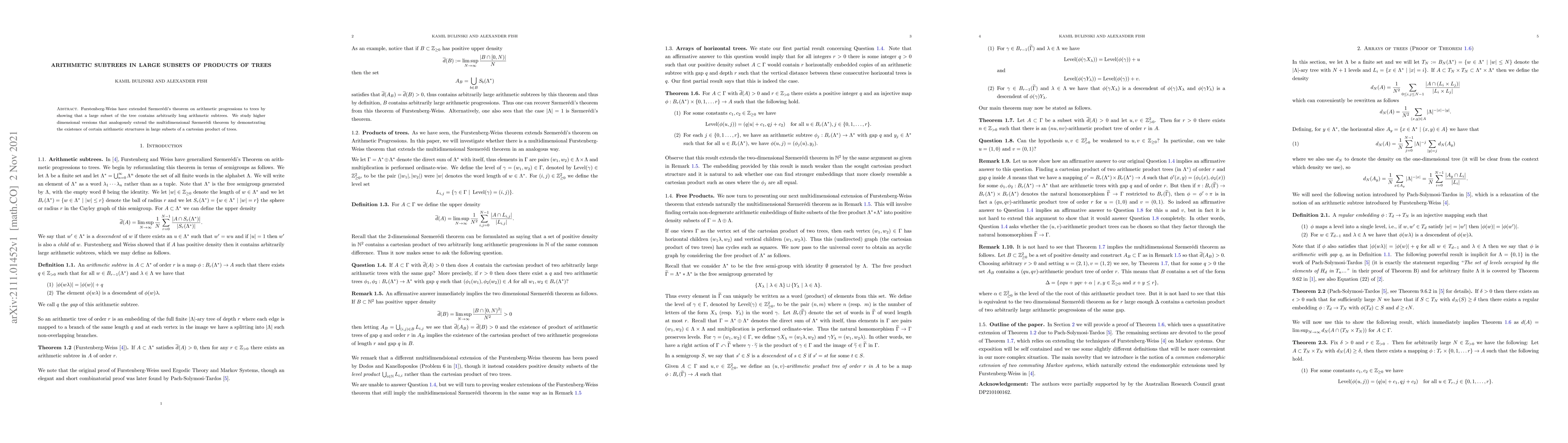 Thumbnail for Arithmetic subtrees in large subsets of products of trees
