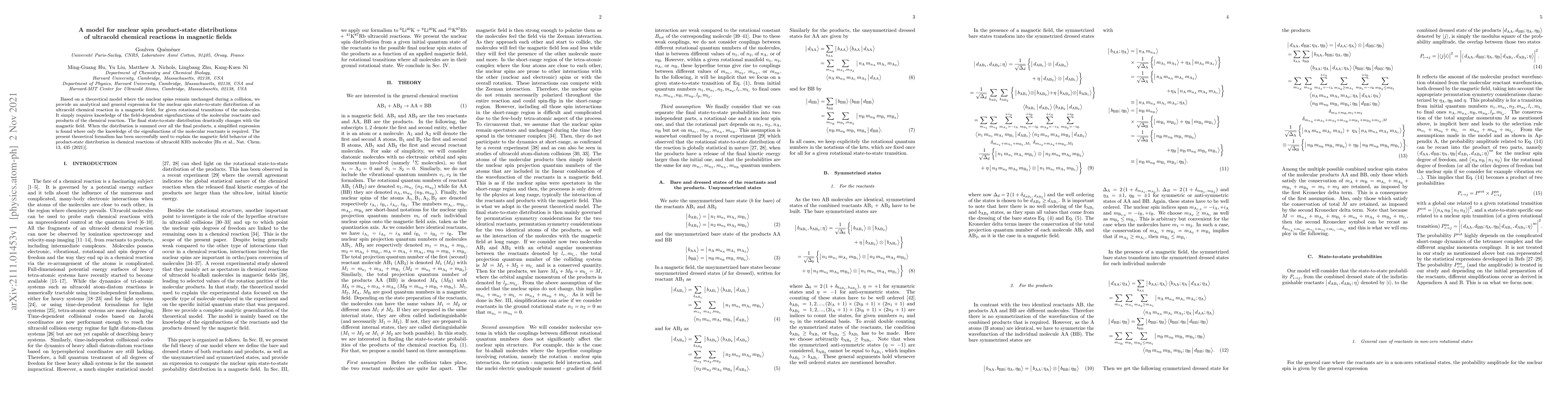 Thumbnail for A model for nuclear spin product-state distributions of ultracold
  chemical reactions in magnetic fields