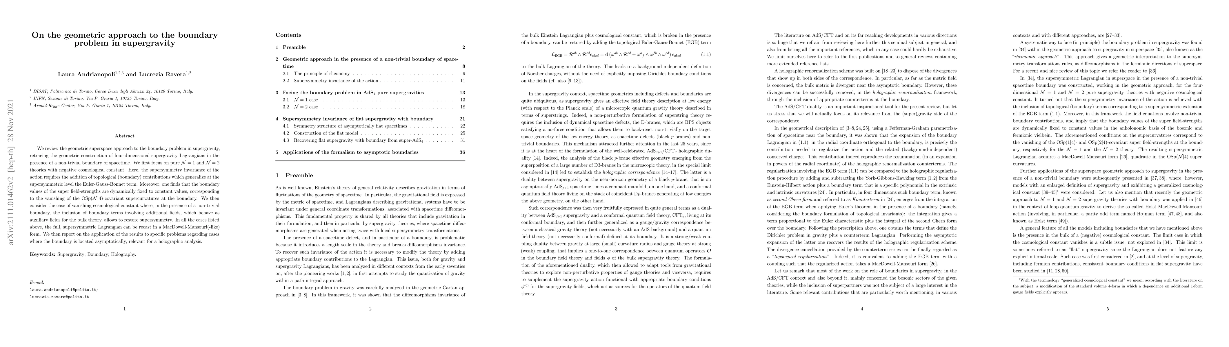 Thumbnail for On the geometric approach to the boundary problem in supergravity