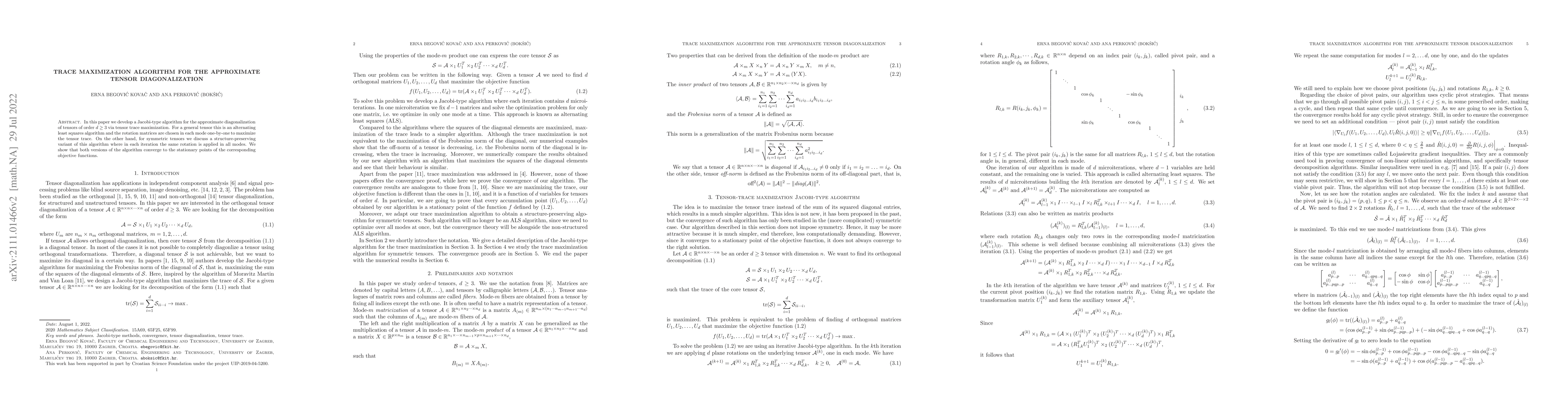 Thumbnail for Trace maximization algorithm for the approximate tensor diagonalization