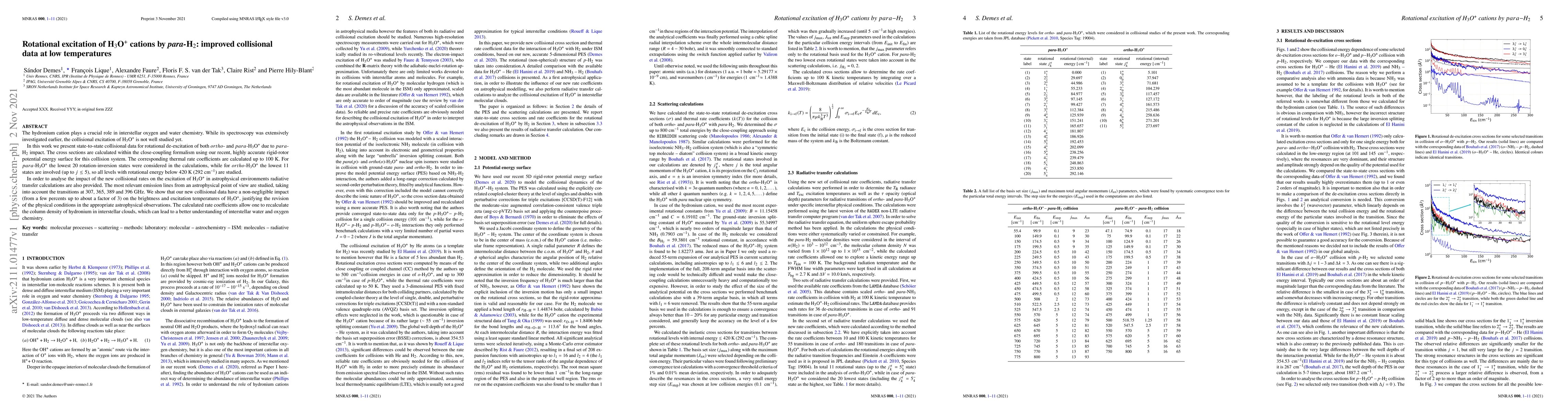 Thumbnail for Rotational excitation of H$_3$O$^+$ cations by para-H$_2$: improved
  collisional data at low temperatures