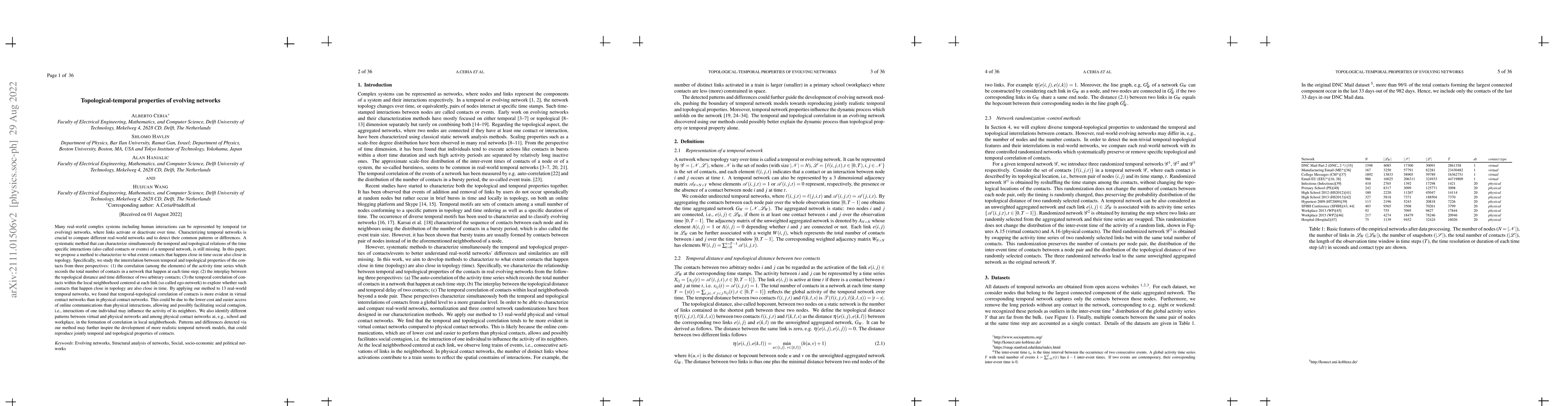 Thumbnail for Topological-temporal properties of evolving networks