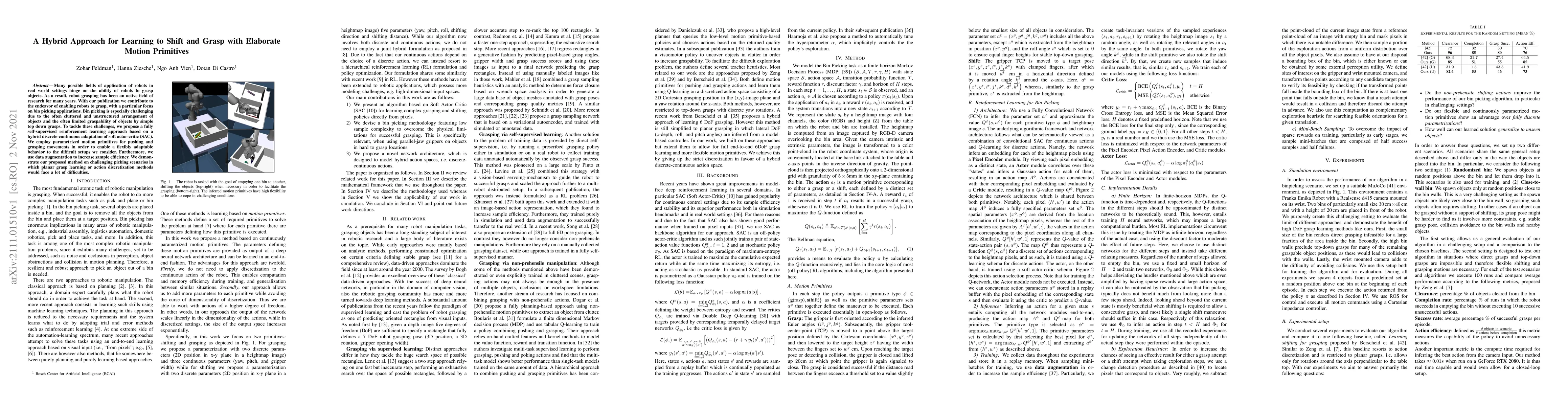 Thumbnail for A Hybrid Approach for Learning to Shift and Grasp with Elaborate Motion
  Primitives