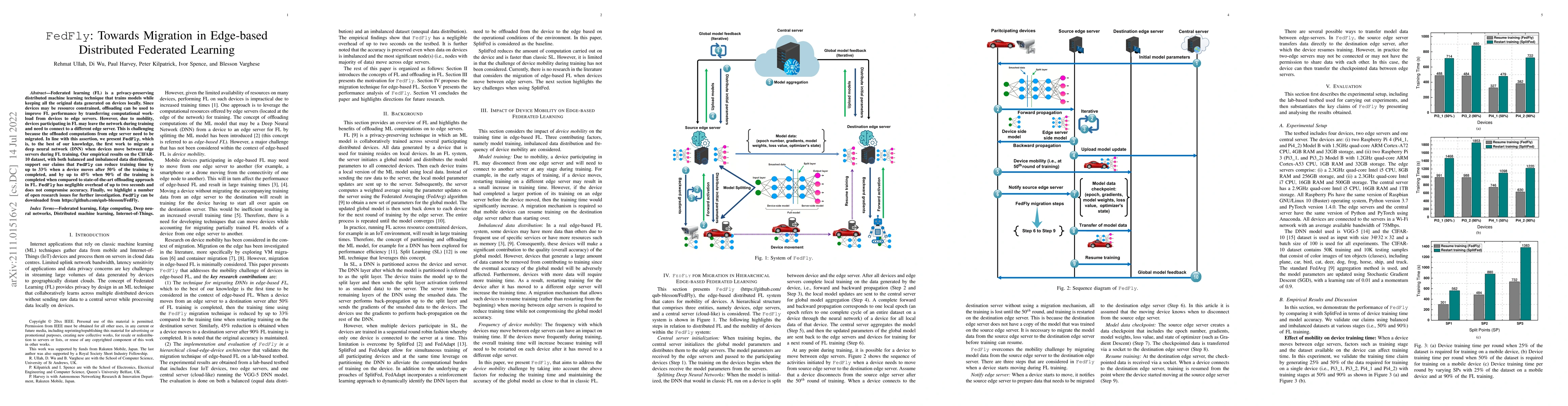 Thumbnail for FedFly: Towards Migration in Edge-based Distributed Federated Learning