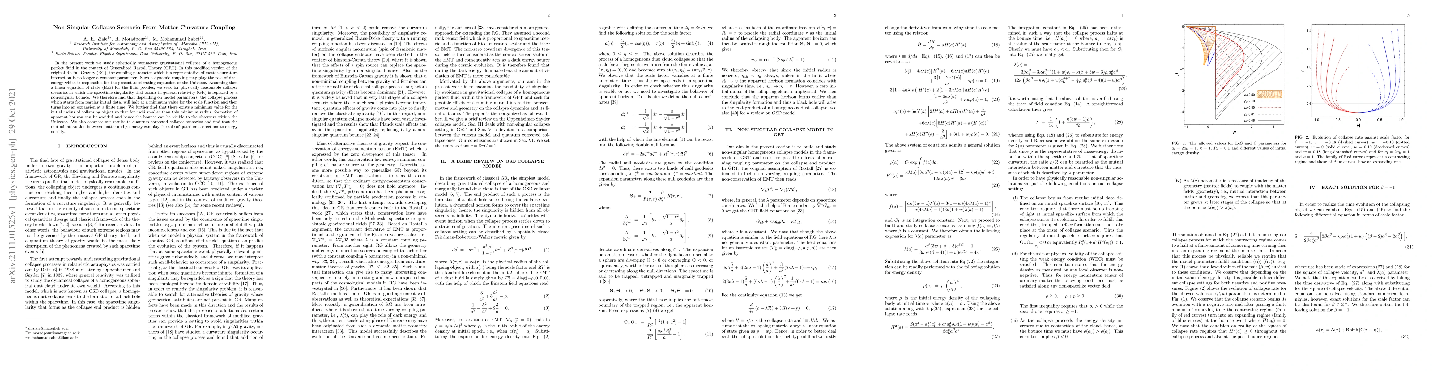Thumbnail for Non-Singular Collapse Scenario From Matter-Curvature Coupling